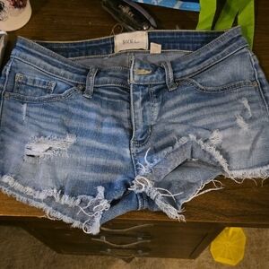 Ripe Blue Jean Shorts Distressed Cut-Off Casual